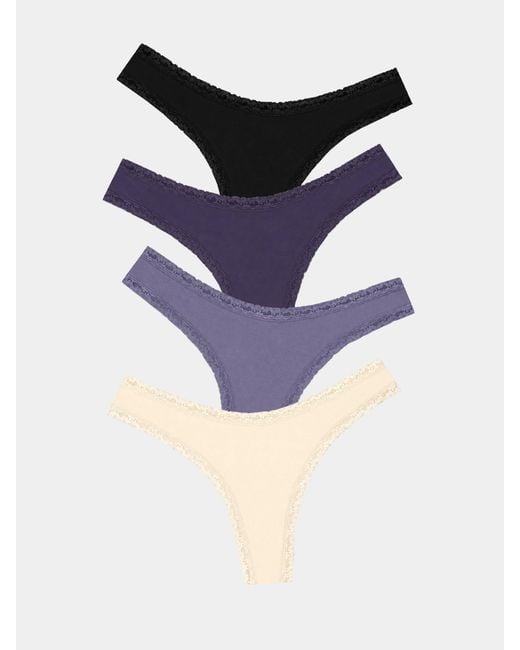 Stripe & Stare Purple Thong Four Pack
