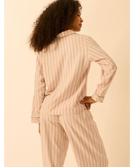 Stripe & Stare Brown Soft Brushed Woven Pyjama Top