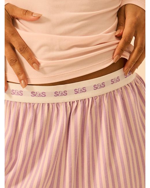 Stripe & Stare Pink Soft Brushed Woven Pyjama Shorts