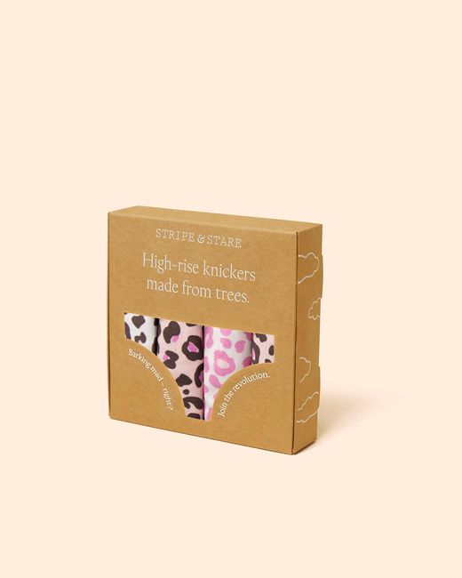 Stripe & Stare Pink High Rise Knicker Four Pack