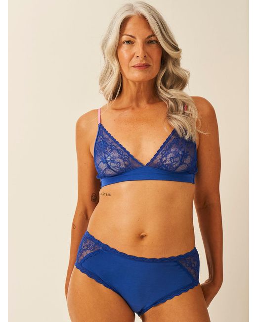 Stripe & Stare Blue Eco Lace Triangle Bra