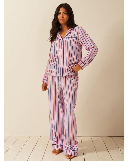 Stripe & Stare Pink Soft Brushed Woven Pyjama Top