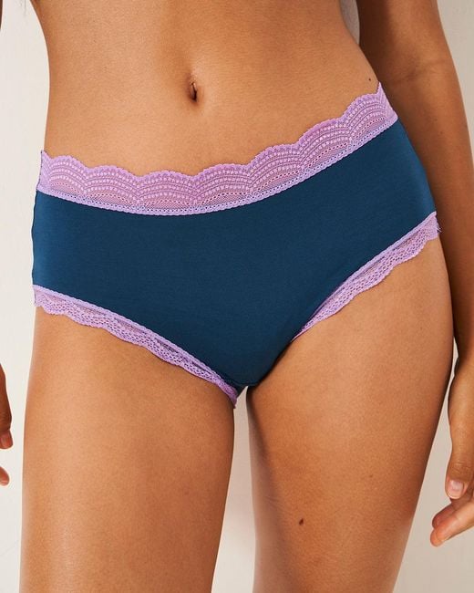 Stripe & Stare Blue Midnight Neon Purple High Rise Knickers