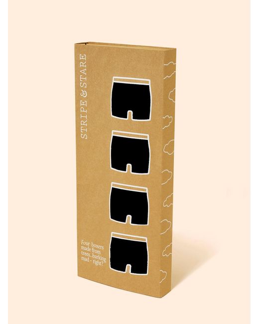 Stripe & Stare Black Boxer Four Pack