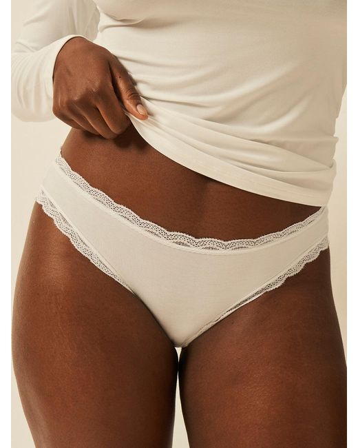 Stripe & Stare Brown White Lace Trim Knickers