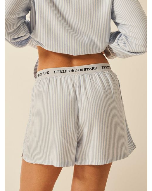 Stripe & Stare Blue Soft Brushed Woven Pyjama Shorts