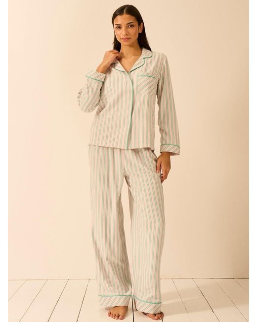 Stripe & Stare Natural Soft Brushed Woven Pyjama Top