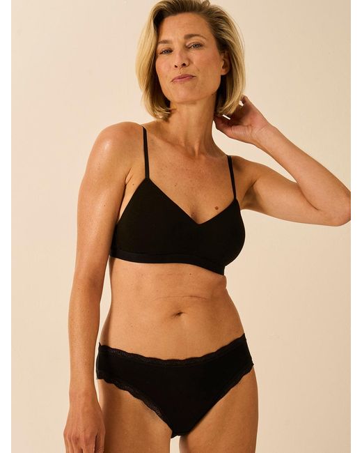 Stripe & Stare Black Mid Rise High Leg Knicker