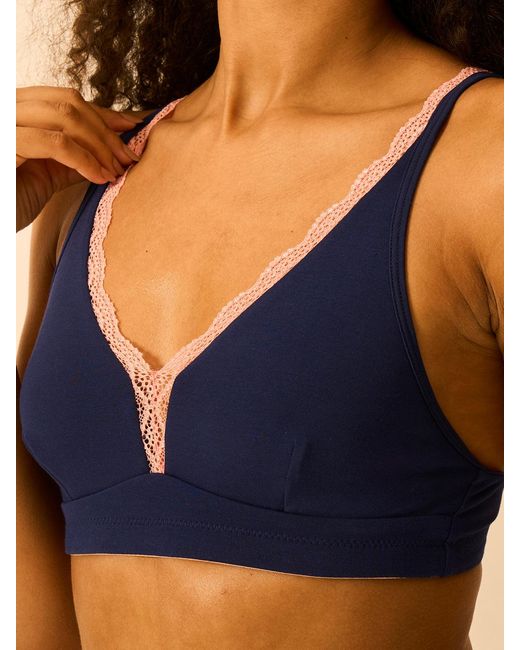 Stripe & Stare Blue Lace Plunge Bra