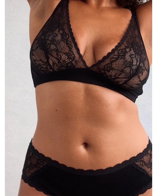 Stripe & Stare Black Eco Lace Triangle Bra