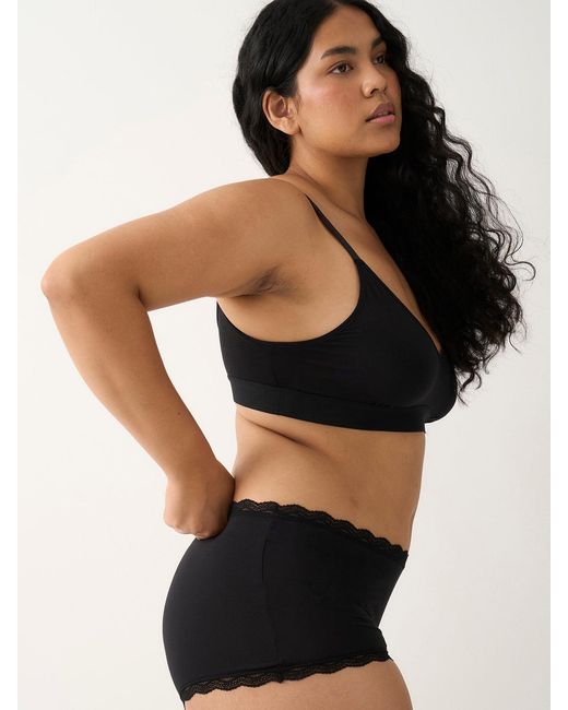 Stripe & Stare Black Lace Trim Hipster Knickers