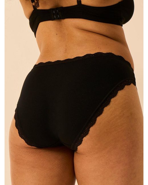 Stripe & Stare Black Mid Rise High Leg Knicker