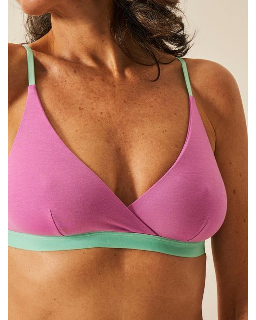 Stripe & Stare Purple Crossover Bra