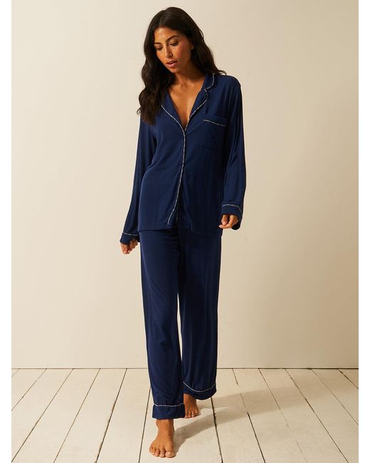 Stripe & Stare Blue Long Pyjama Set