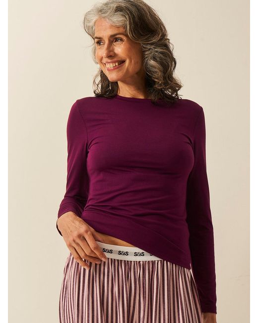 Stripe & Stare Purple Long Sleeve Under Layer Top