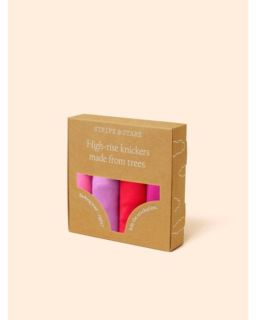 Stripe & Stare Pink High Rise Knicker Four Pack