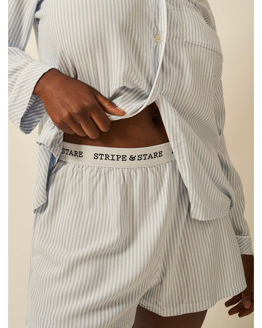 Stripe & Stare Blue Soft Brushed Woven Pyjama Shorts