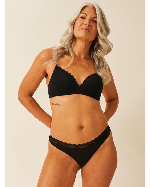 Stripe & Stare Black Zigzag Lace Thong