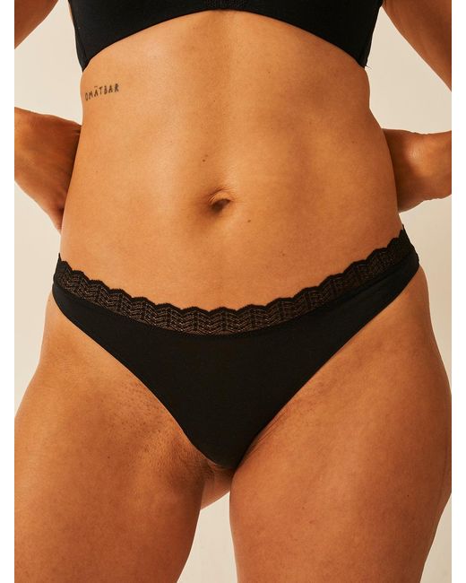 Stripe & Stare Black Zigzag Lace Thong