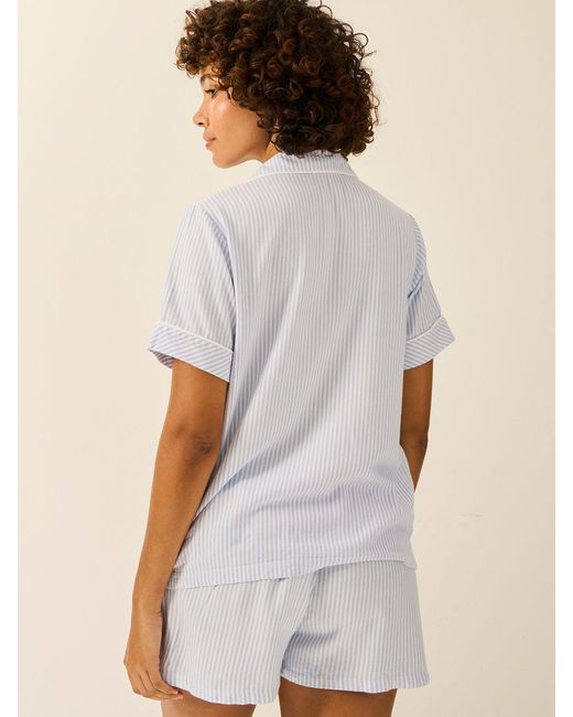 Stripe & Stare Natural Soft Brushed Woven Short Sleeve Pyjama Top