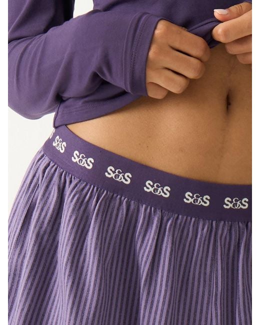 Stripe & Stare Purple Soft Brushed Woven Pyjama Shorts