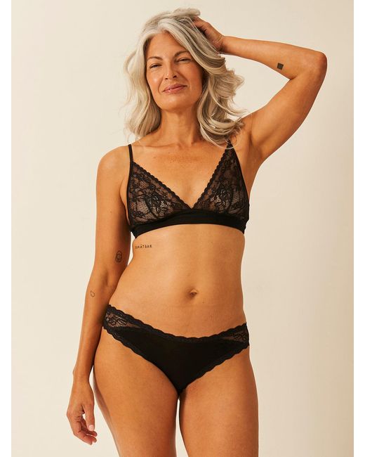 Stripe & Stare Black Eco Lace Original Knicker Four Pack