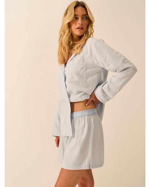 Stripe & Stare Natural Soft Brushed Woven Pyjama Shorts