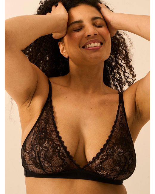 Stripe & Stare Black Eco Lace Triangle Bra