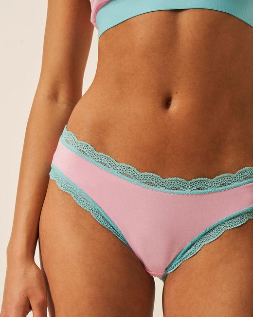 Stripe & Stare White Lace-Trim TENCEL™ Candy Floss Knickers