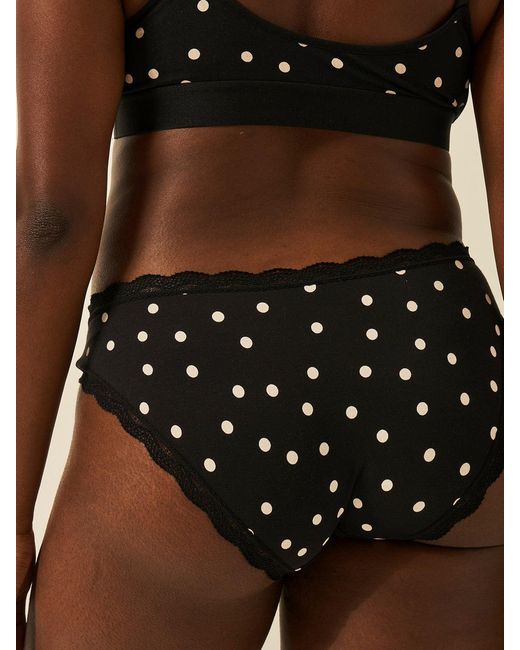 Stripe & Stare Black Vintage Spot Lace Trim Knickers
