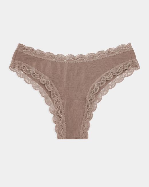 Stripe & Stare Pink Taupe Brazilian Lace Knickers