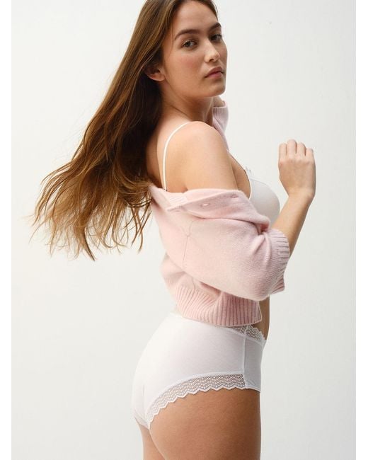 Stripe & Stare Brown Zigzag Lace High Rise Knicker