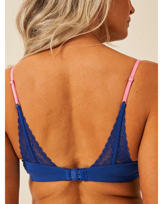 Stripe & Stare Blue Eco Lace Triangle Bra
