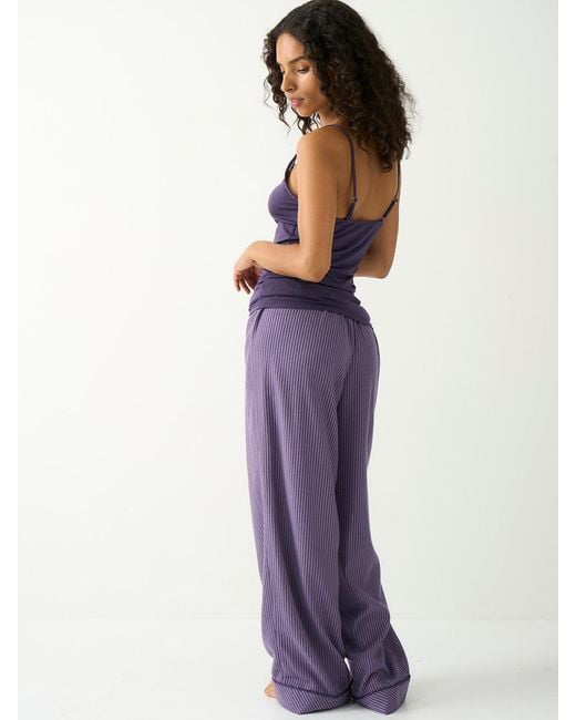 Stripe & Stare Purple Soft Brushed Woven Pyjama Bottoms