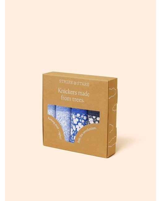 Stripe & Stare Blue The Original Knicker Four Pack