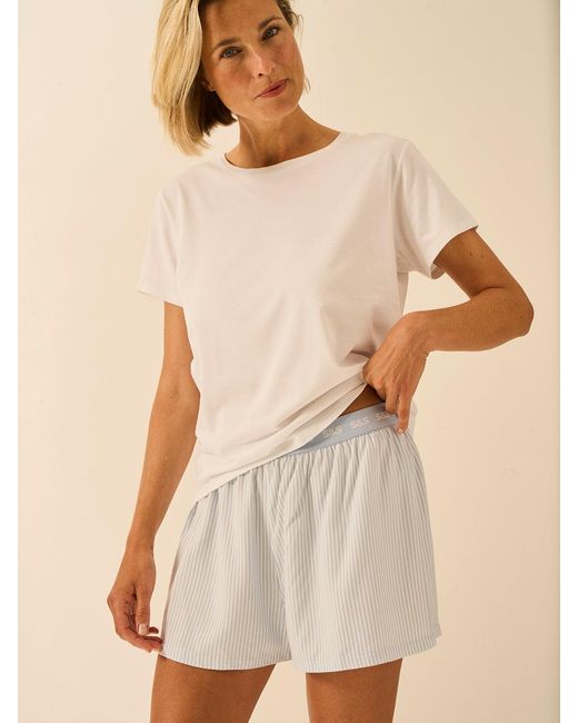 Stripe & Stare Natural Soft Brushed Woven Pyjama Shorts