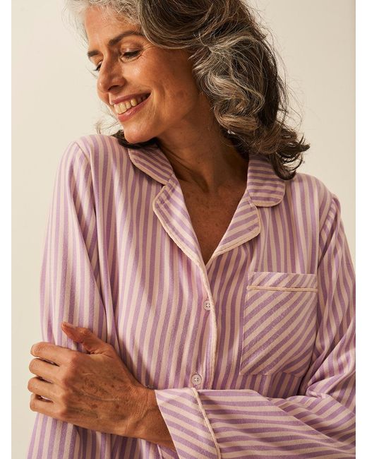 Stripe & Stare Pink Soft Brushed Woven Pyjama Top