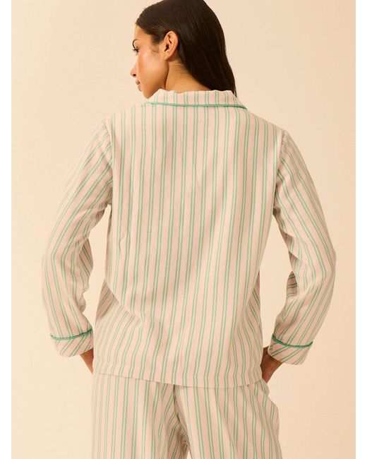Stripe & Stare Natural Soft Brushed Woven Pyjama Top