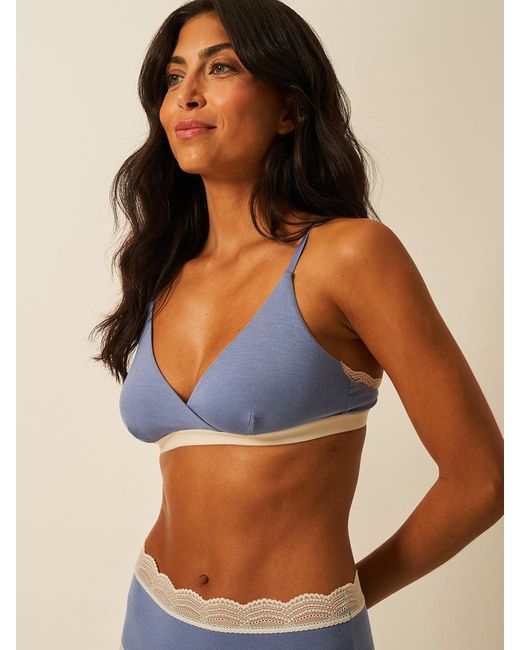 Stripe & Stare Blue Crossover Bra