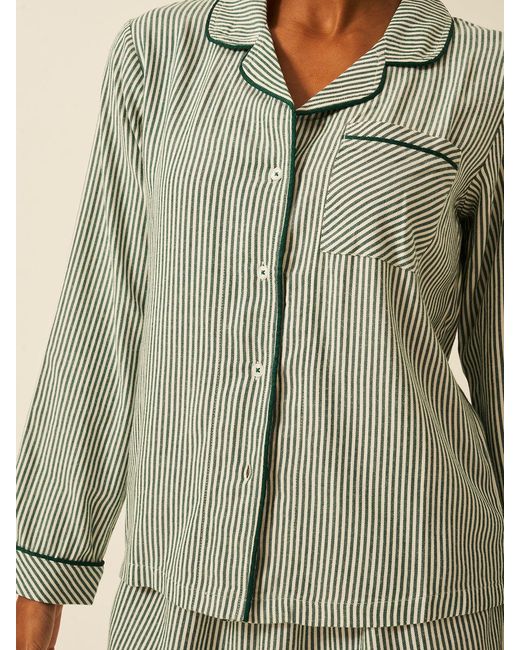 Stripe & Stare Green Soft Brushed Woven Pyjama Top