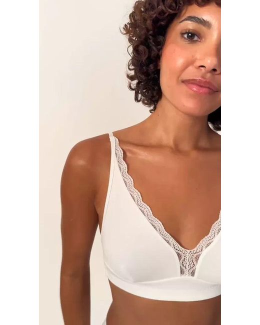 Stripe & Stare Natural Lace Plunge Bra