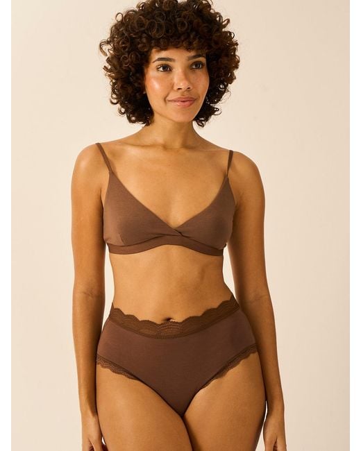 Stripe & Stare Brown Crossover Bra