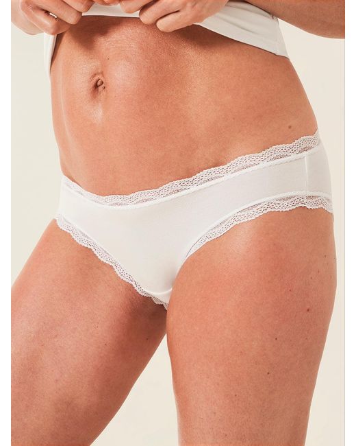Stripe & Stare Brown White Lace Trim Knickers