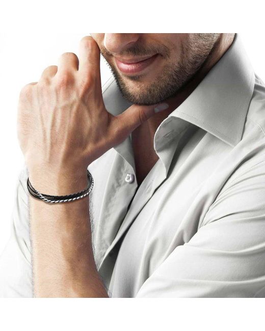 Bracciale in pelle e acciaio di Stroili in Blue da Uomo