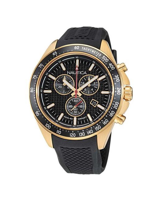 Orologio Cronografo Ocean Beach quadrante Nero NAPOBS110 di Nautica in Metallic da Uomo