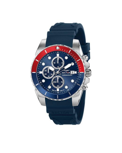 Orologio cronografo cinturino in silicone blu e cassa in acciaio di Sector in Blue da Uomo