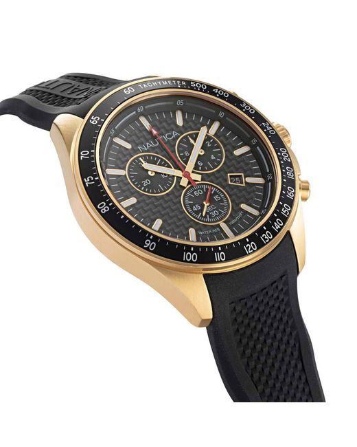 Orologio Cronografo Ocean Beach quadrante Nero NAPOBS110 di Nautica in Metallic da Uomo