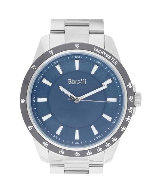 Orologio solo tempo Saint Moritz con cinturino e cassa in acciaio quadrante blu di Stroili in Blue da Uomo