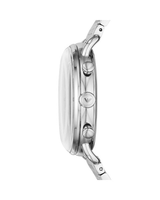 Orologio cronografo con cinturino e cassa in acciaio silver. quadrante blu di Emporio Armani in Blue da Uomo