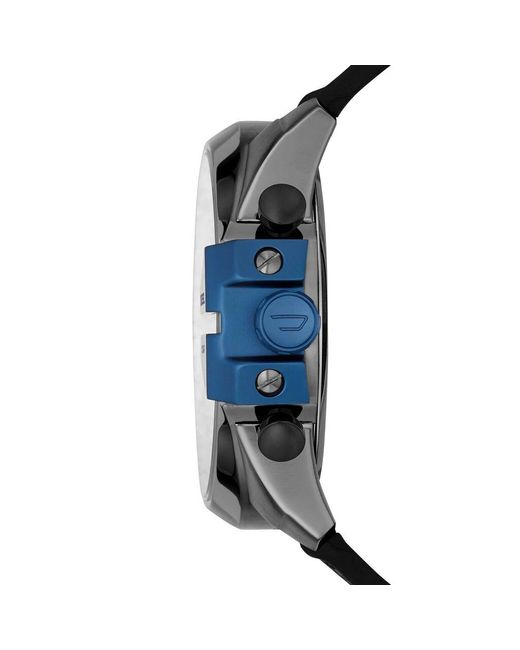Orologio cronografo grigio e cinturino in nylon/silicone nero con quadrante grigio e dettagli blu di DIESEL in Gray da Uomo